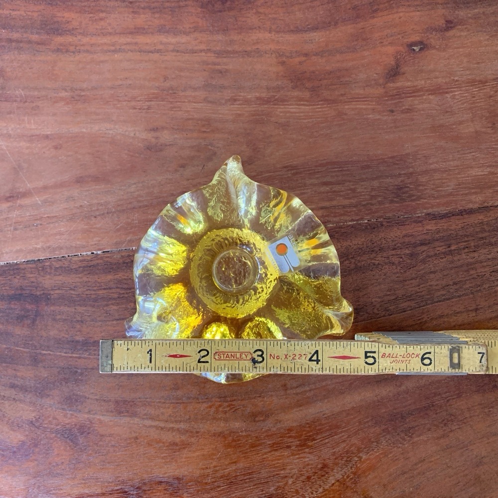 Vintage BLENKO Glass Yellow Candlestick Holder Rare Color Atomic Ice Art Glass - Picture 13 of 16